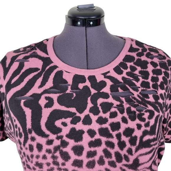 Torrid Lovesick Destructed Dress Size 2 2X 18/20 Pink Black Animal Print New - Picture 5 of 16
